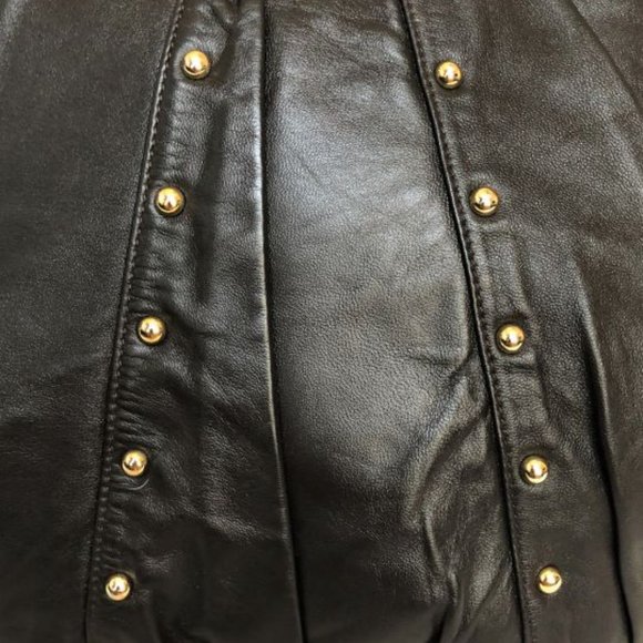 Goldenbleu Black Leather Studded Hobo
